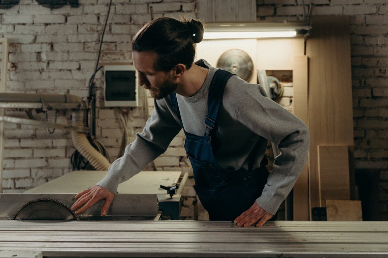 Carpenter in workshop